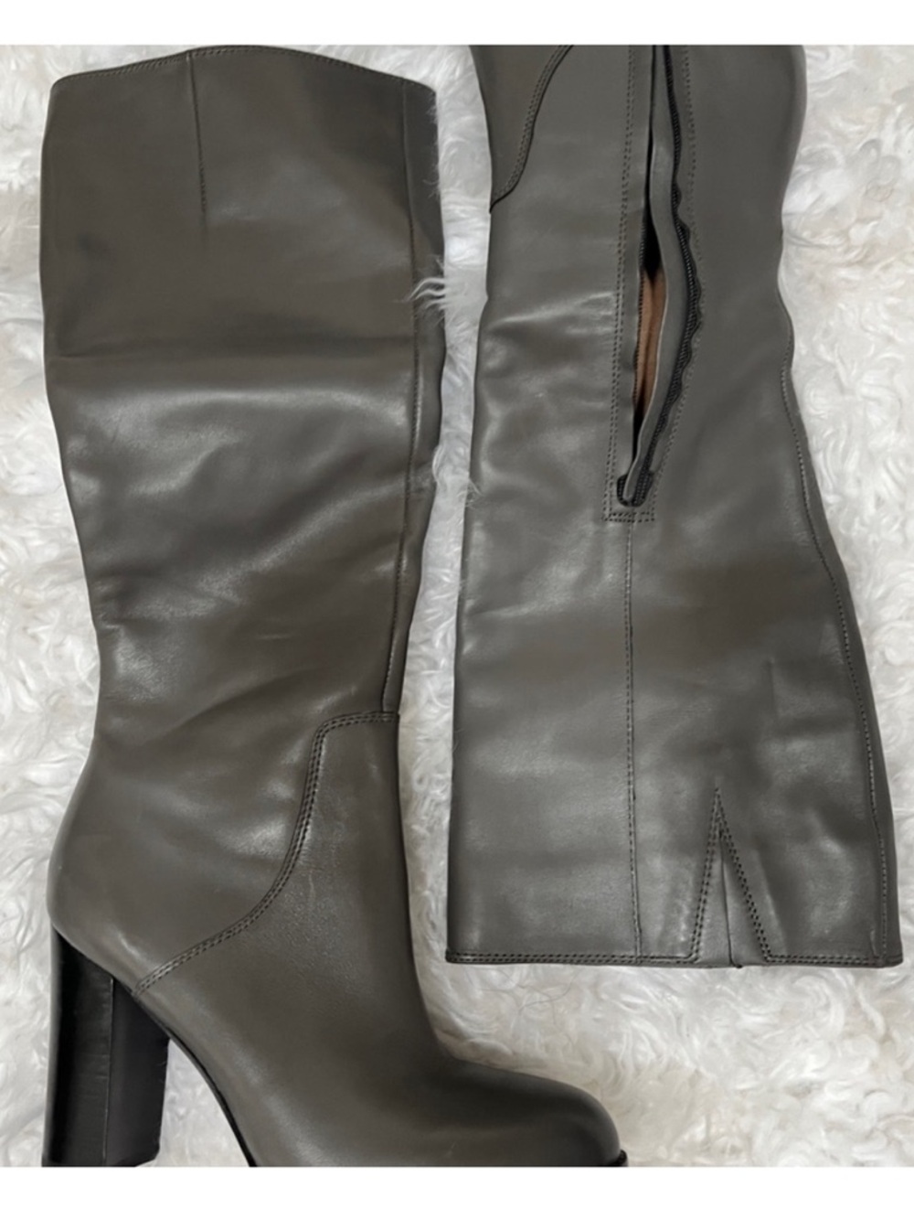 Sam Edelman Gray Women's Knee-High Leather round toe Boots